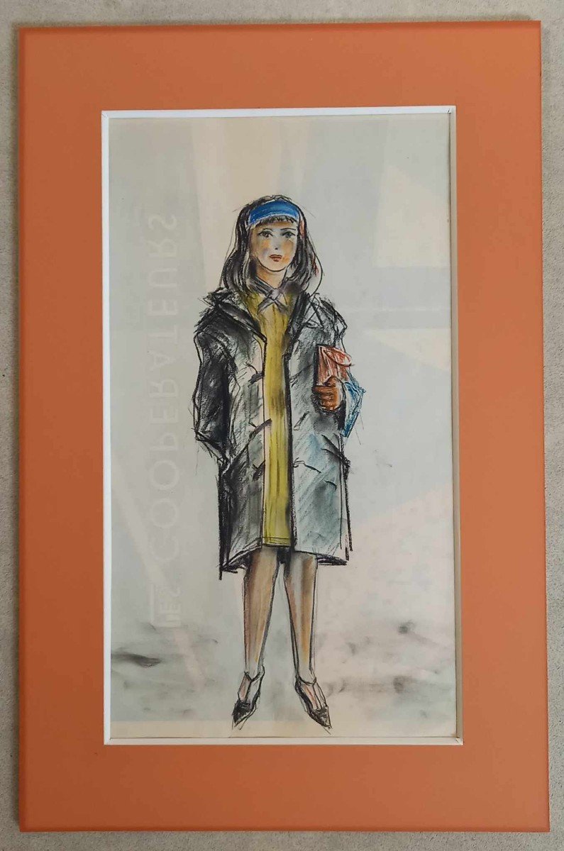 Ecole Française Vers 1960 "jeune Femme élégante" Pastel Sur Papier-photo-4