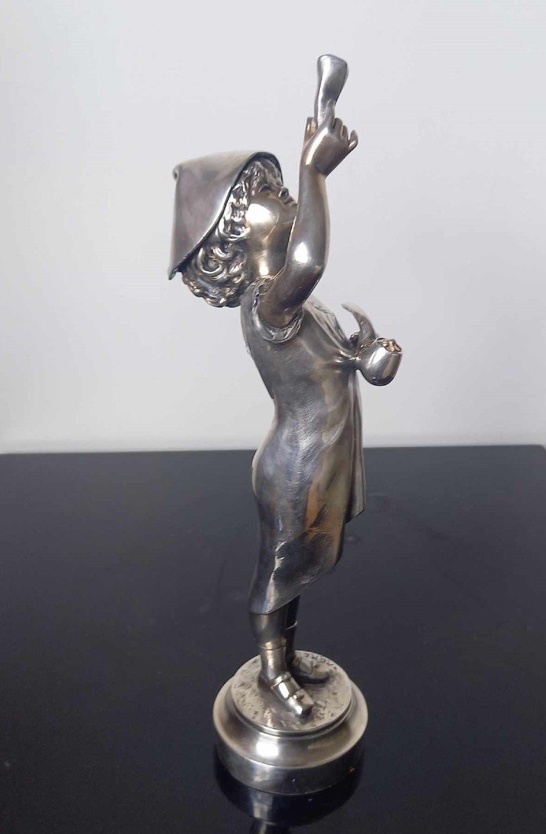 After Alfred Grévin "girl With A Pipe And A Newspaper" Silver Bronze-photo-3