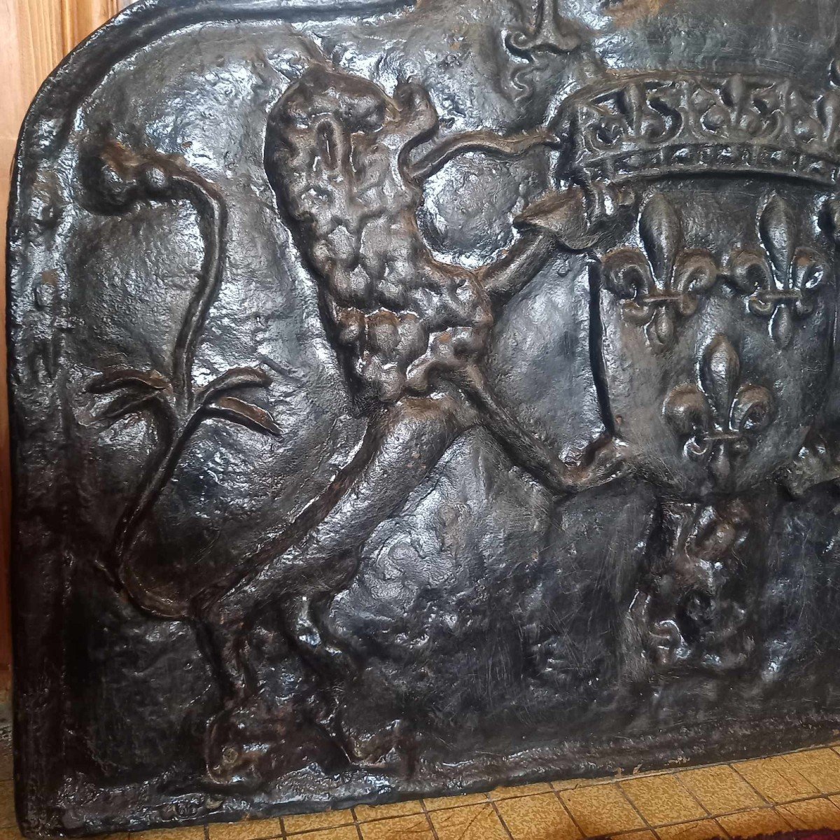 Fireplace Plate, Cast Iron After 16th Century Model, Le Clos Lucé François 1er-photo-4