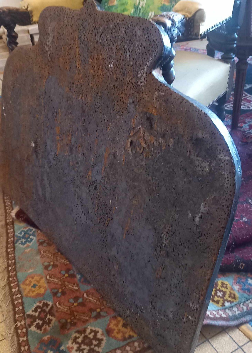 Fireplace Plate, Cast Iron After 16th Century Model, Le Clos Lucé François 1er-photo-3