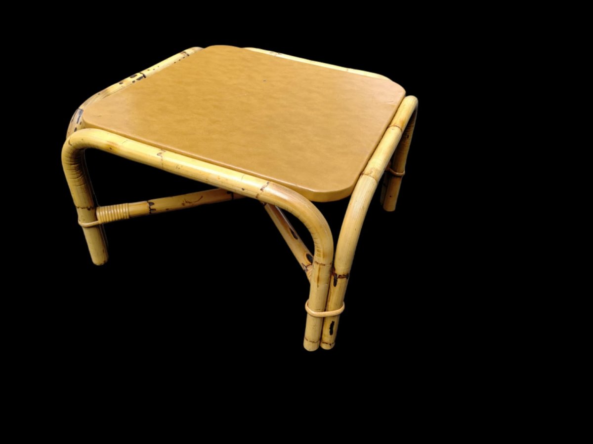 Rohé Noordwolde: Living Room Furniture Set Mainly Bamboo And Leather. 1960s/1980s-photo-5
