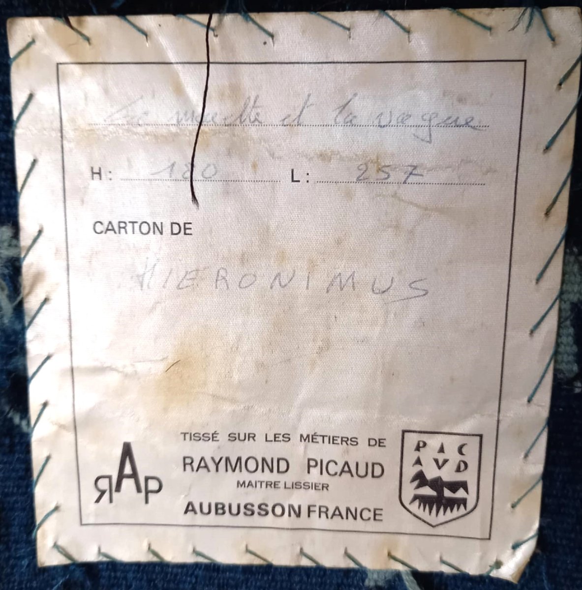 Alain HIERONIMUS  « LA MOUETTE ET LA VAGUE » Importante Tapisserie d’Aubusson, Raymond Picaud  -photo-1