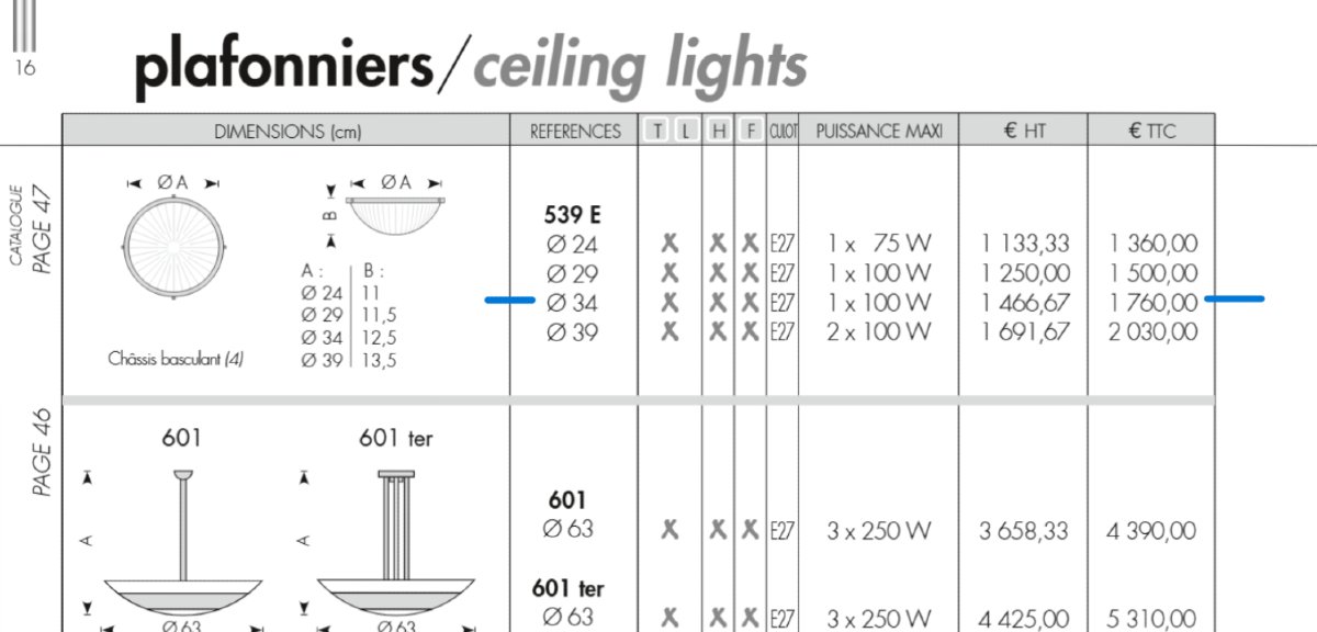 Jean Perzel: Circular Ceiling Or Wall Light. Model 539e -photo-2