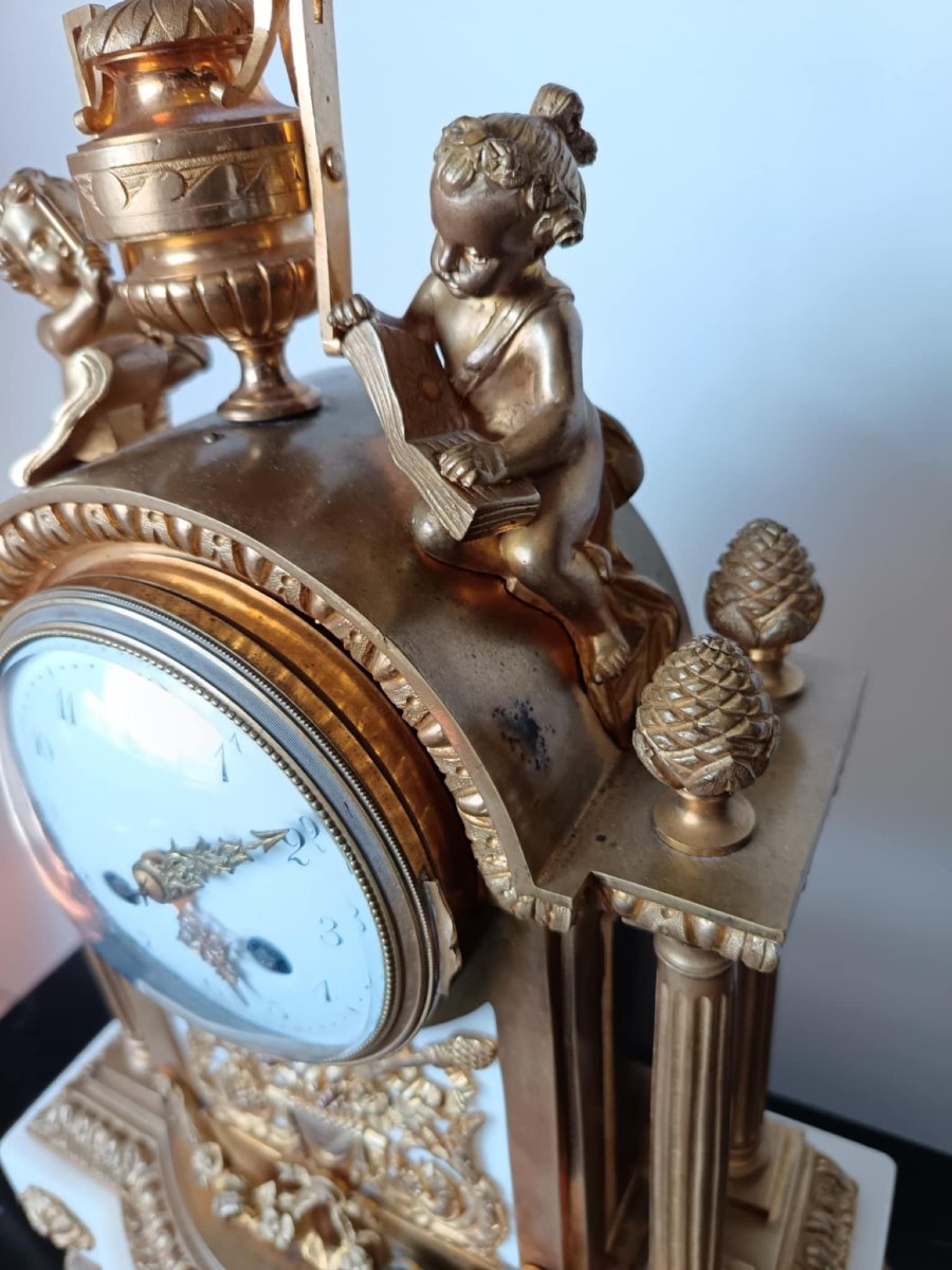 Allegory Of The Study Of The Arts Clock, Late 19th Century, Louis XVI Style-photo-3