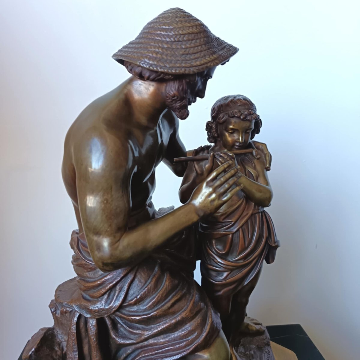 Jacques Antoine Coinchon (1814-1883) « La Leçon De Flûte » Bronze -photo-2