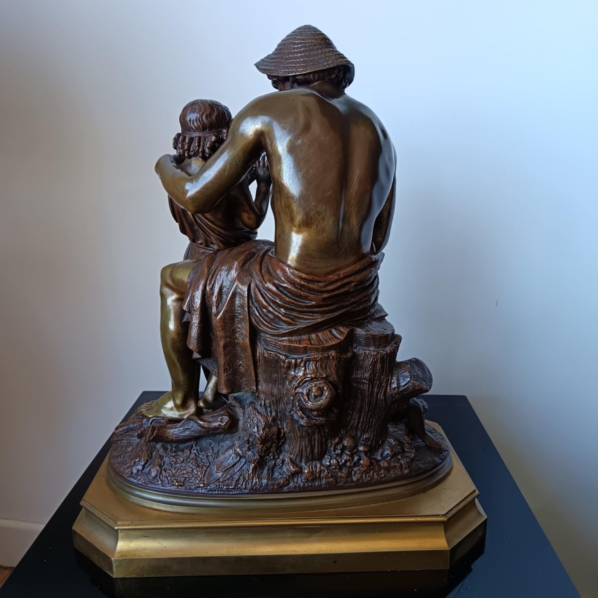 Jacques Antoine Coinchon (1814-1883) « La Leçon De Flûte » Bronze -photo-4