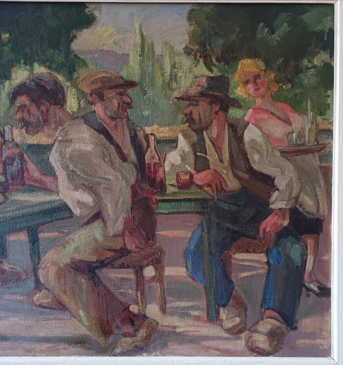 Mario Pérouse "the Guinguette On The Banks Of The Allier" Oil On Canvas-photo-4