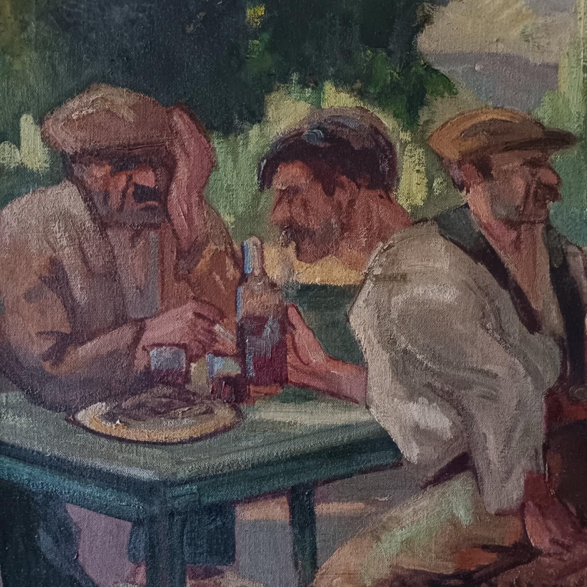 Mario Pérouse "the Guinguette On The Banks Of The Allier" Oil On Canvas-photo-2