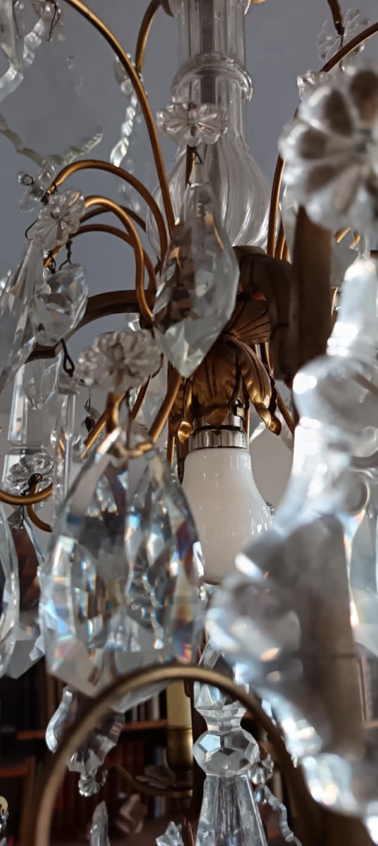 Lustre à pampilles à huit feux en chandelier + un central-photo-1
