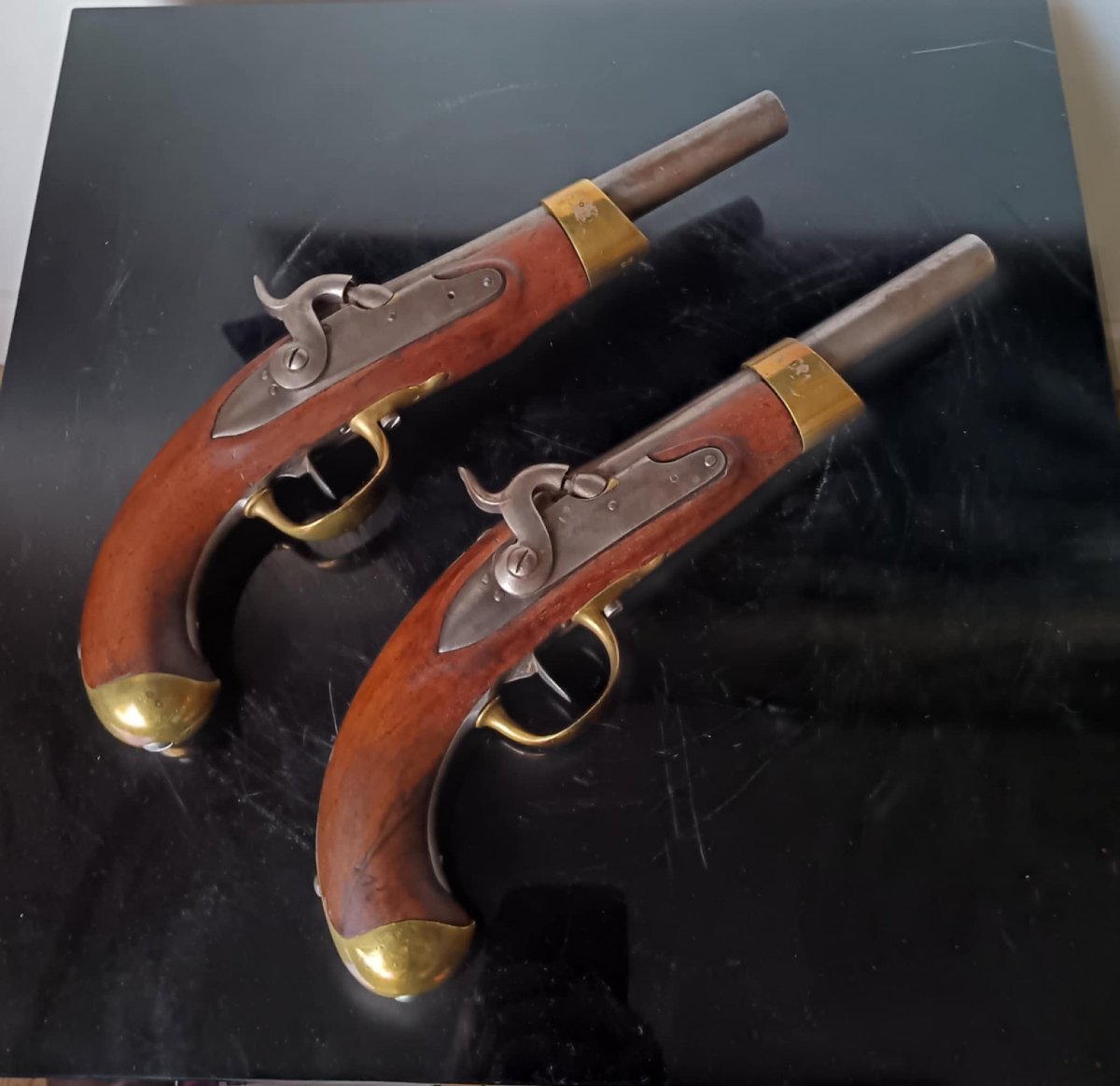 Two Flintlock Pistols Converted To Percussion, Model An 13 Cavalry Type, Modified For Civilian Use-photo-2