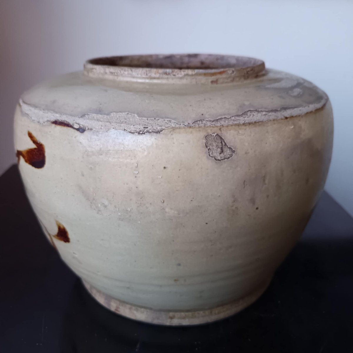 Chine Fours der Cizhou Epoque Yuan /  Ming "Jarre en Grès Emaillée, Décor d'Un Caractère-photo-2