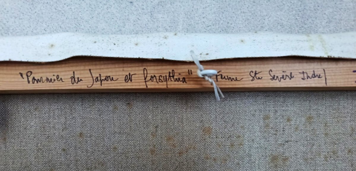 Michel Sombart (1946-2018) « Pommier du Japon et Forsythia" Huile sur toile-photo-2