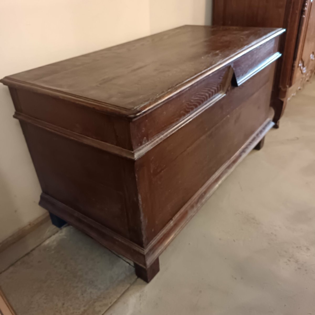 Rustic Country Chest In Oak, 19th Century-photo-2