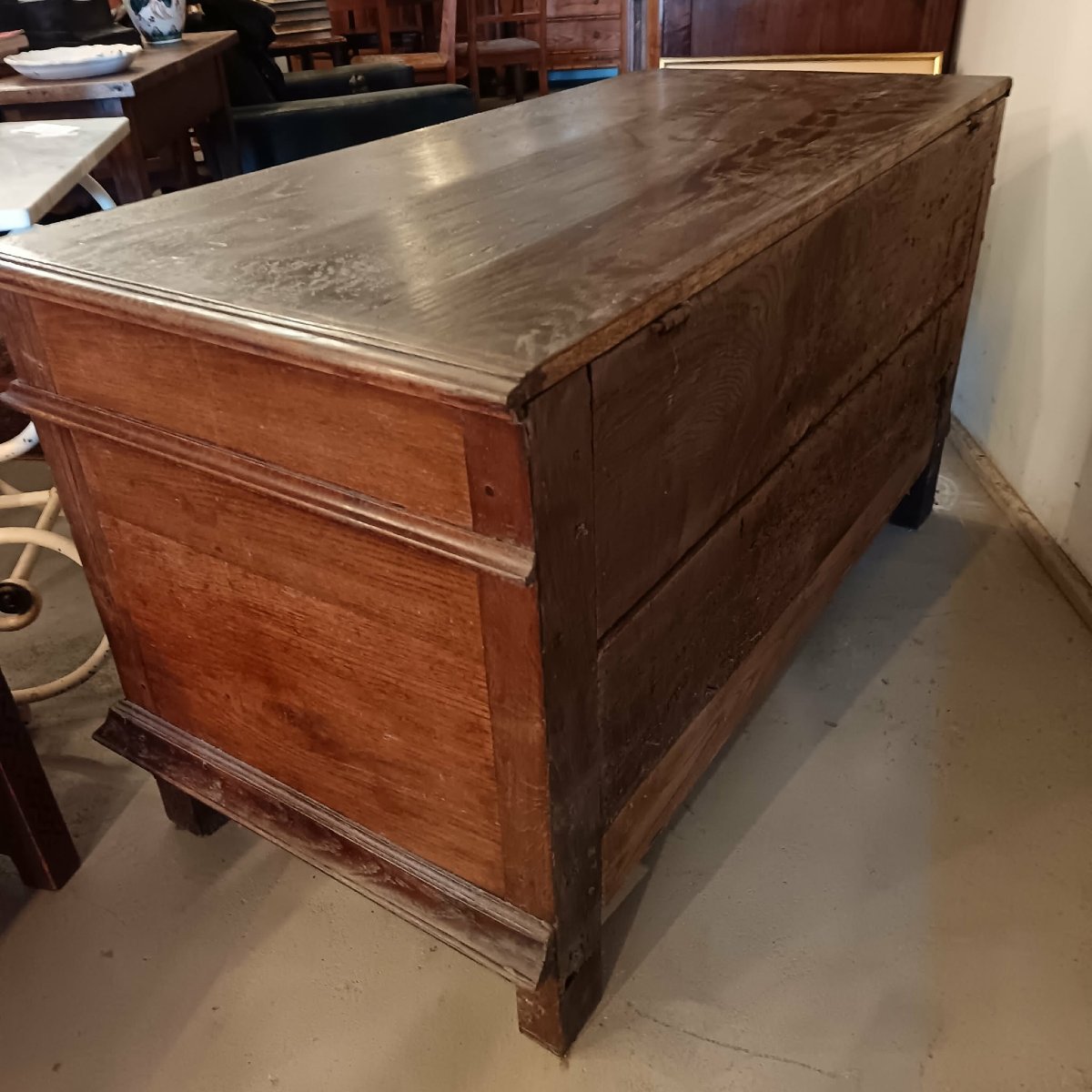 Rustic Country Chest In Oak, 19th Century-photo-4