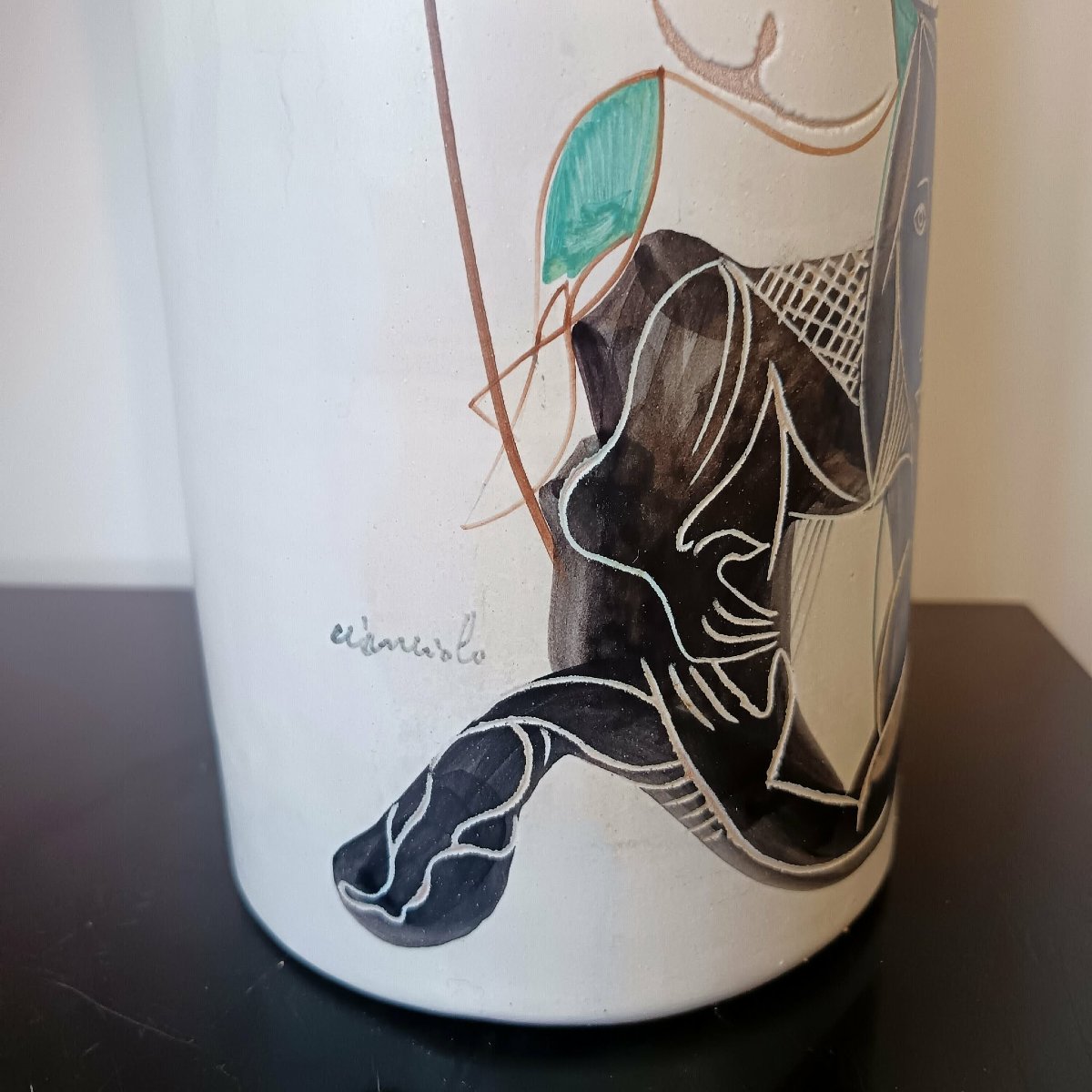 Cianciolo Noma (italian Ceramist, 20th Century) Large Modernist Tubular Vase-photo-3