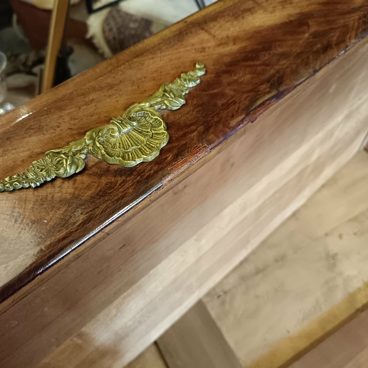 Console Placage d’Acajou Dessus Marbre Gris Saint Anne Epoque Milieu XIXe-photo-2