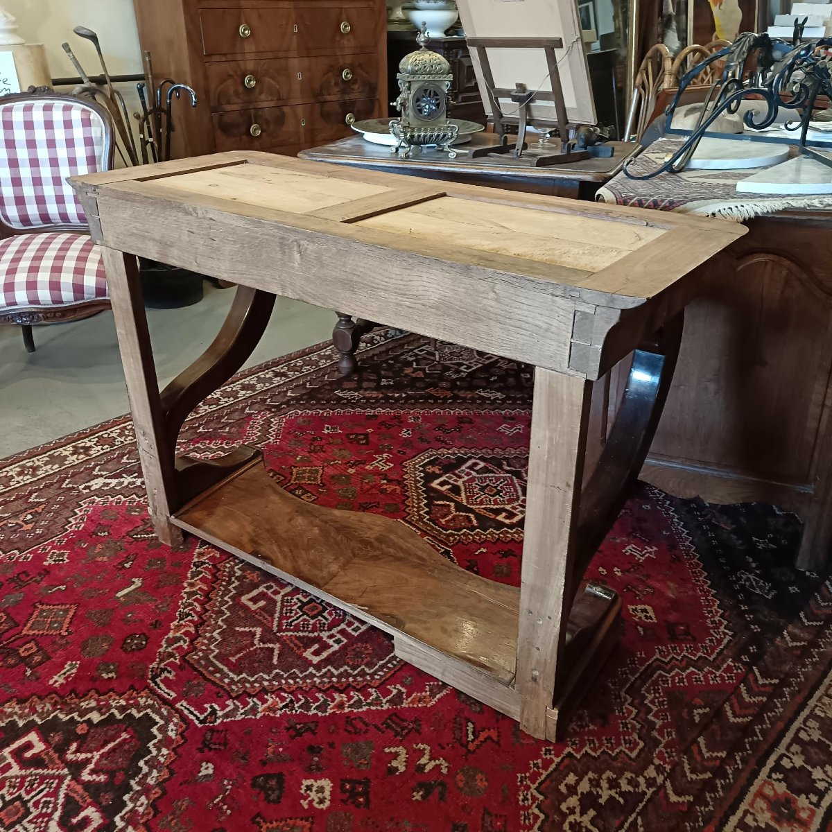 Console Placage d’Acajou Dessus Marbre Gris Saint Anne Epoque Milieu XIXe-photo-3