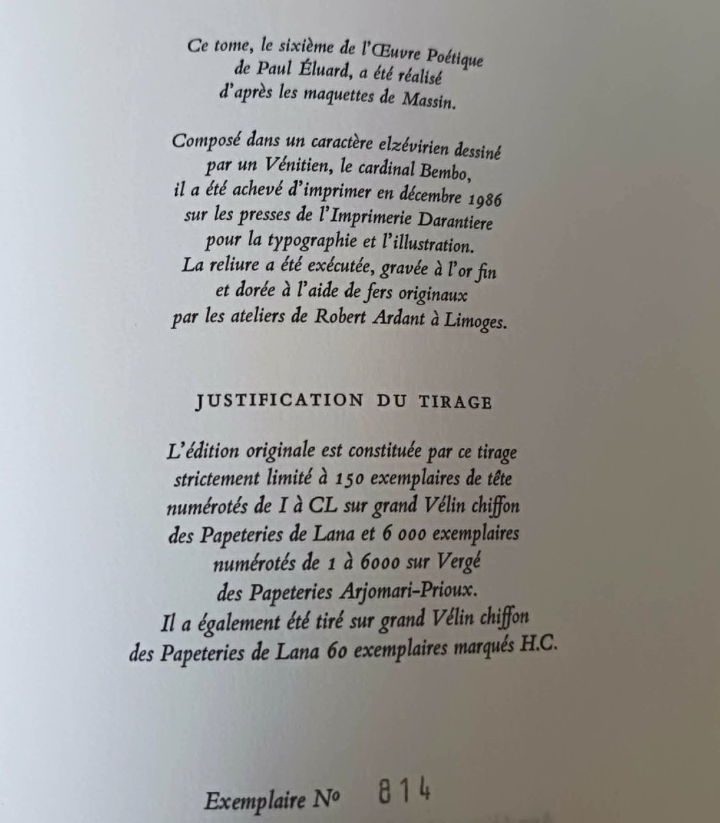 Paul Eluard : ‎Œuvre poétique. Club de l'Honnête Homme 1986, Reliure Basane Violine / Emboitage-photo-8