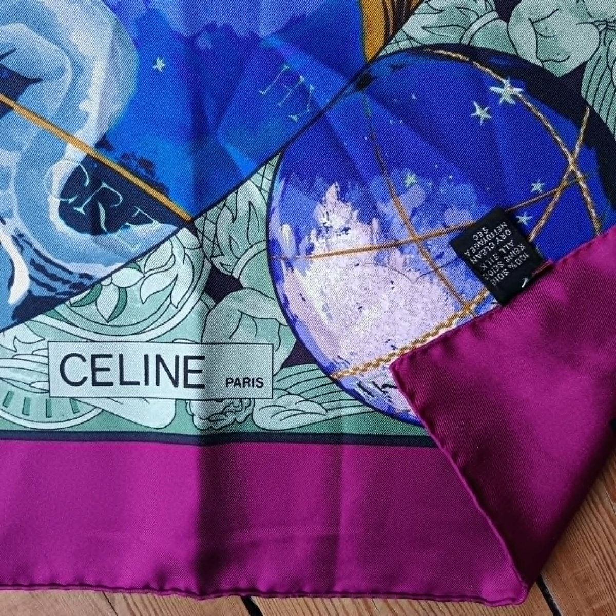 Céline Silk Square Decorated With A Celestial Globe And Astrological Constellations-photo-2