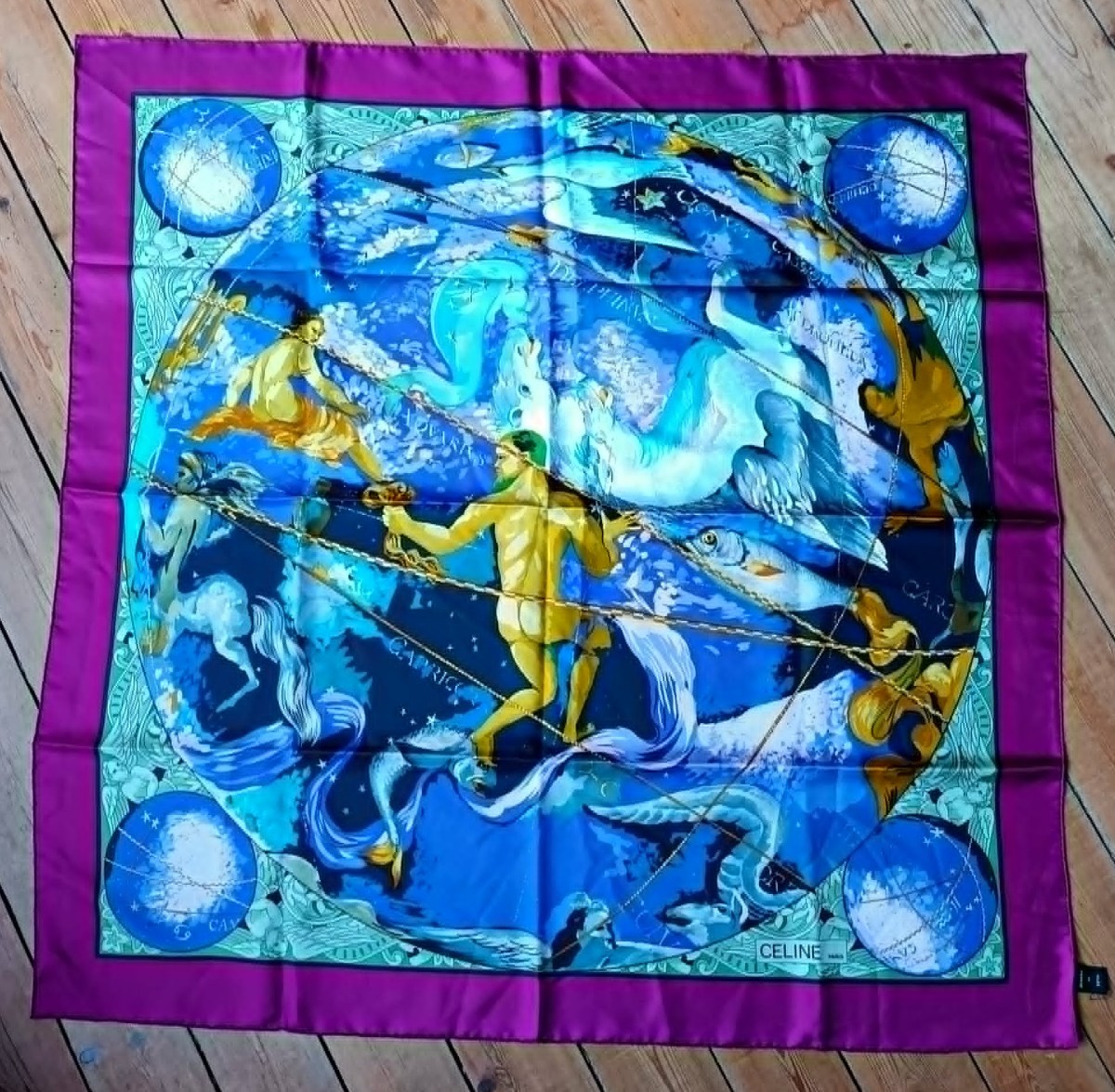 Céline Silk Square Decorated With A Celestial Globe And Astrological Constellations