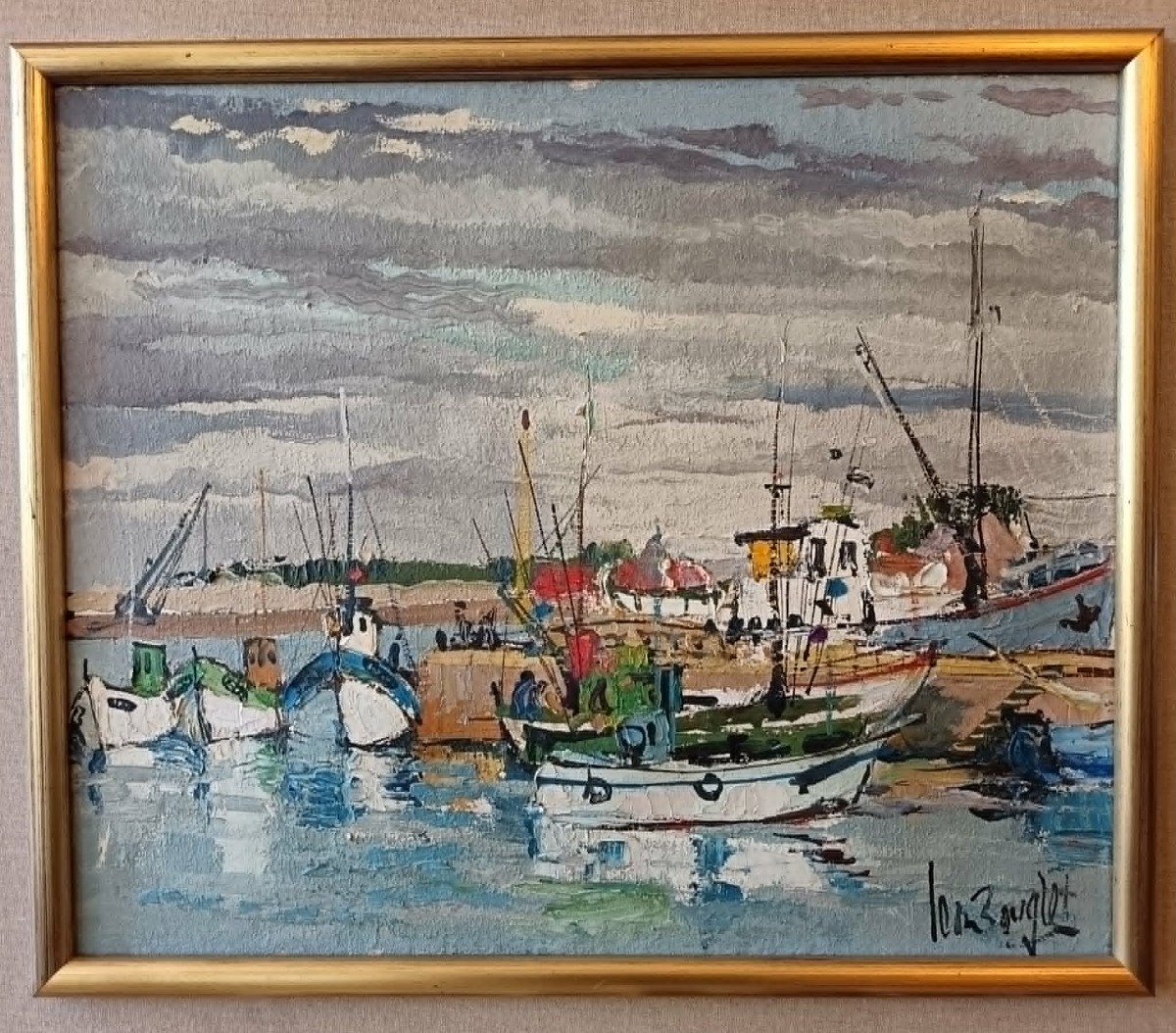  Jean BOUGRET (1922-1979) « Marine » Huile sur toile -photo-2