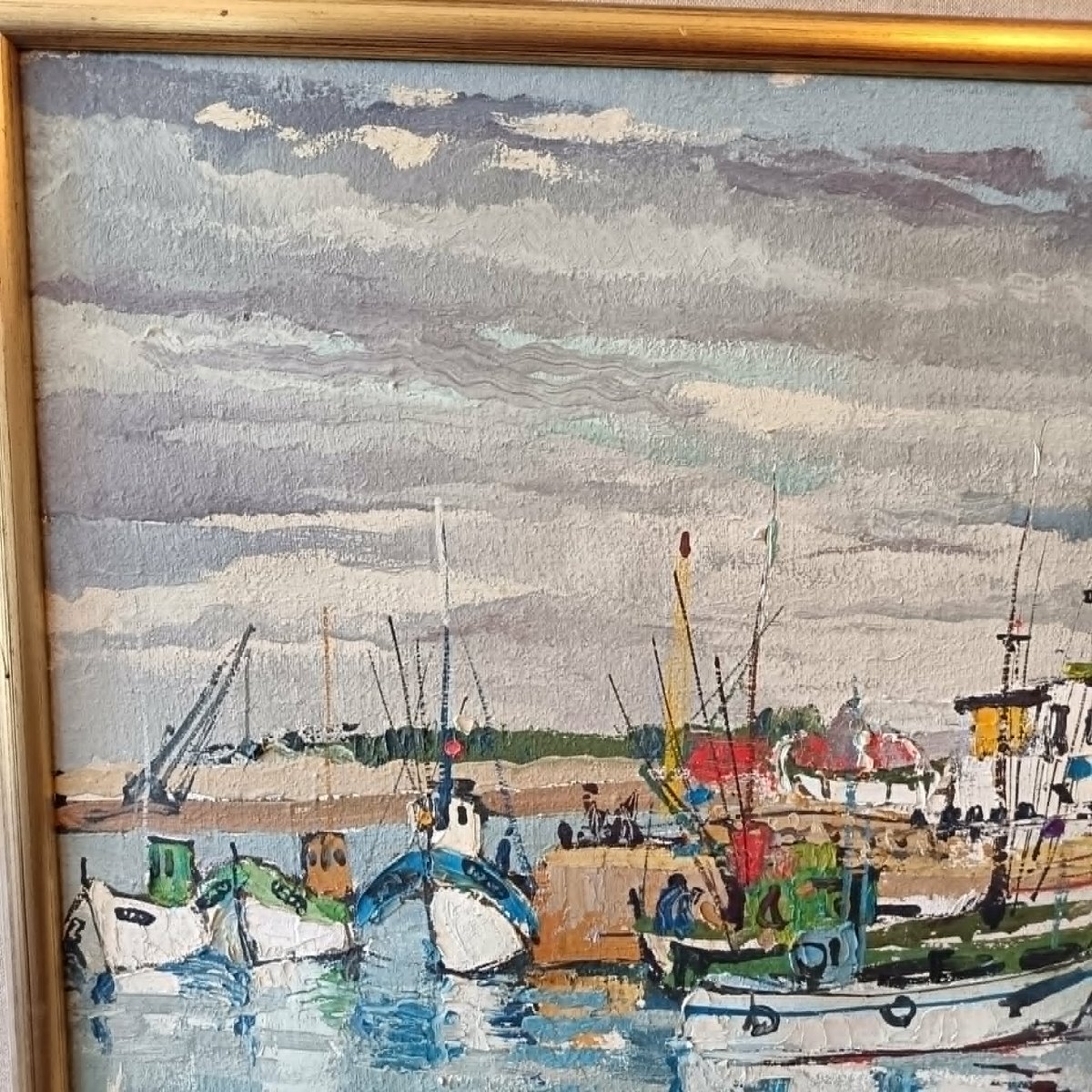  Jean BOUGRET (1922-1979) « Marine » Huile sur toile -photo-4