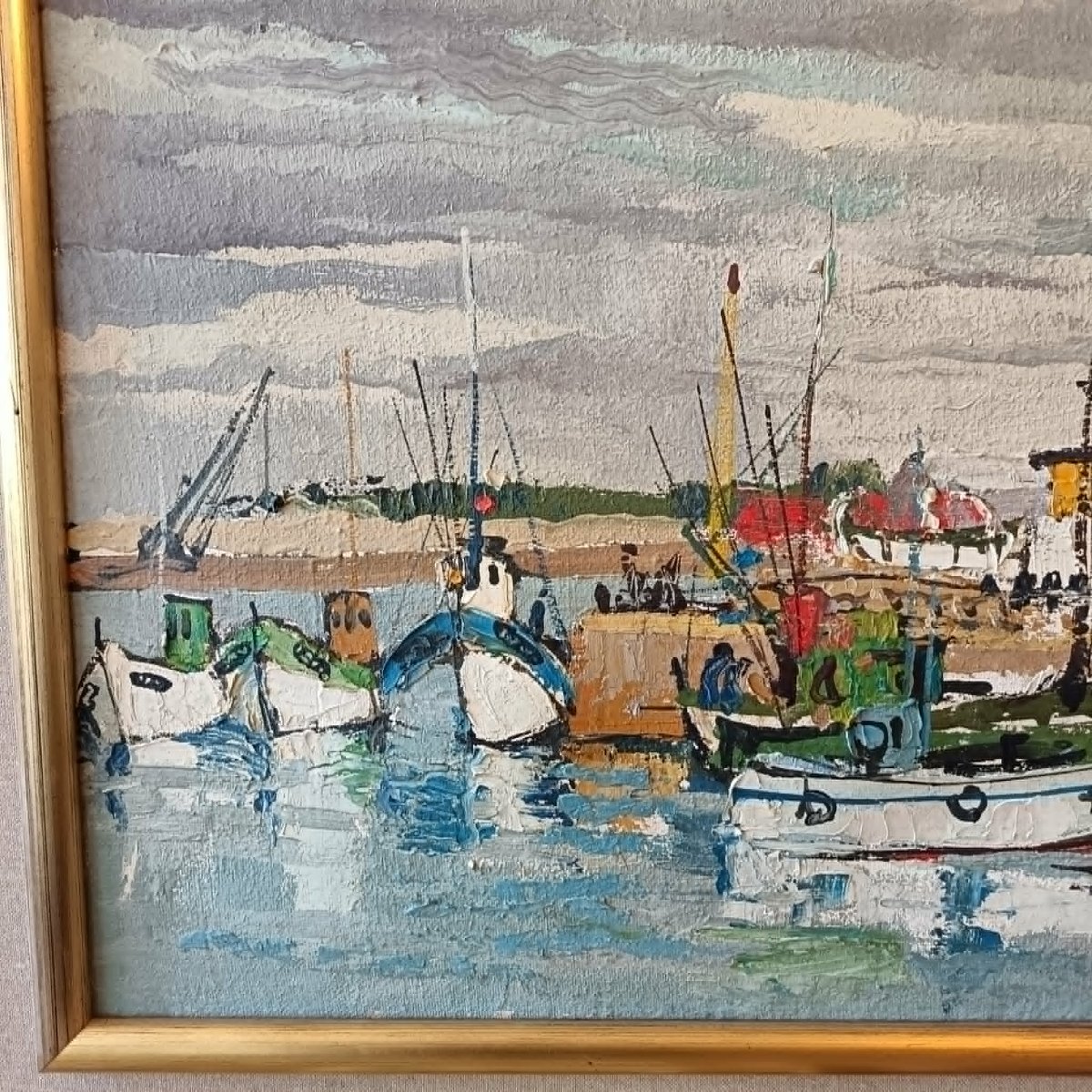  Jean BOUGRET (1922-1979) « Marine » Huile sur toile -photo-1