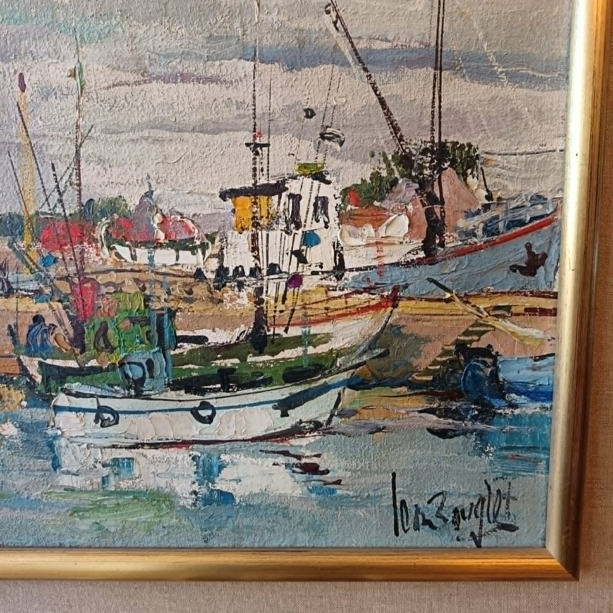  Jean BOUGRET (1922-1979) « Marine » Huile sur toile -photo-2