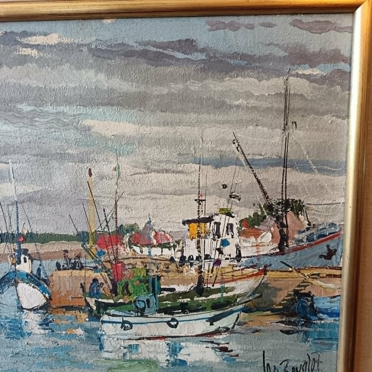  Jean BOUGRET (1922-1979) « Marine » Huile sur toile -photo-3