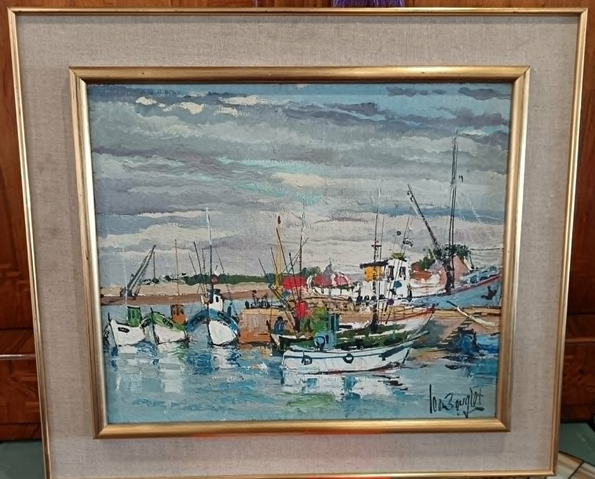  Jean BOUGRET (1922-1979) « Marine » Huile sur toile 