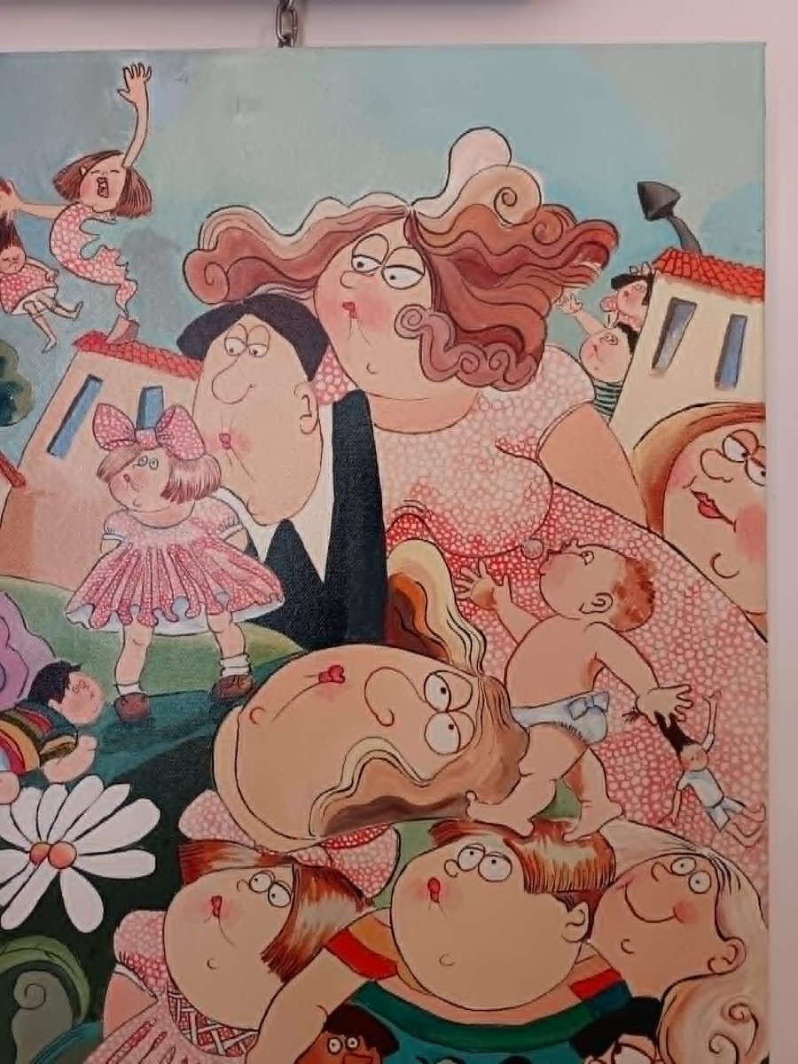 Monique BORIASSE (née en 1944) « Portrait de famille » Huile sur toile -photo-2