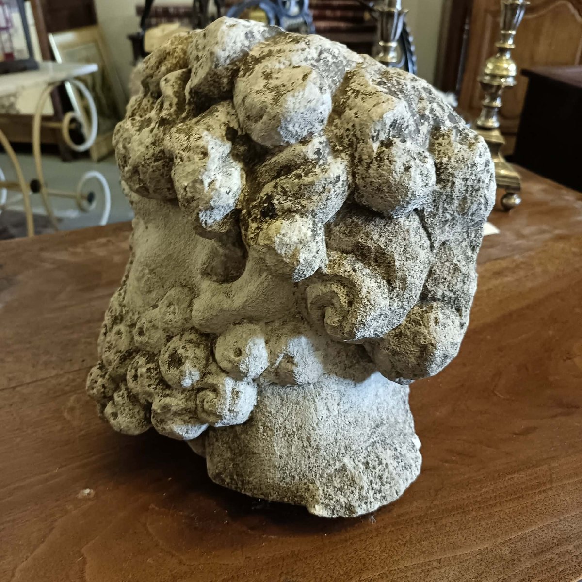 “man’s Head”  Sculpted Fragment In The Classical Style Or Depicting A Biblical Figure. 18th/19th Century -photo-2