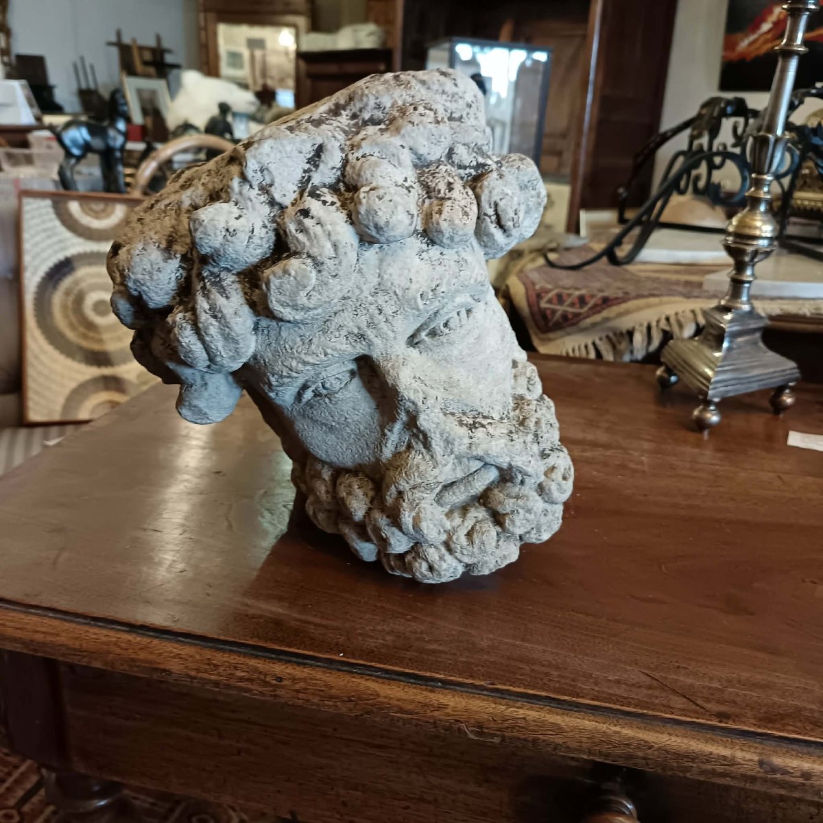 “man’s Head”  Sculpted Fragment In The Classical Style Or Depicting A Biblical Figure. 18th/19th Century -photo-3