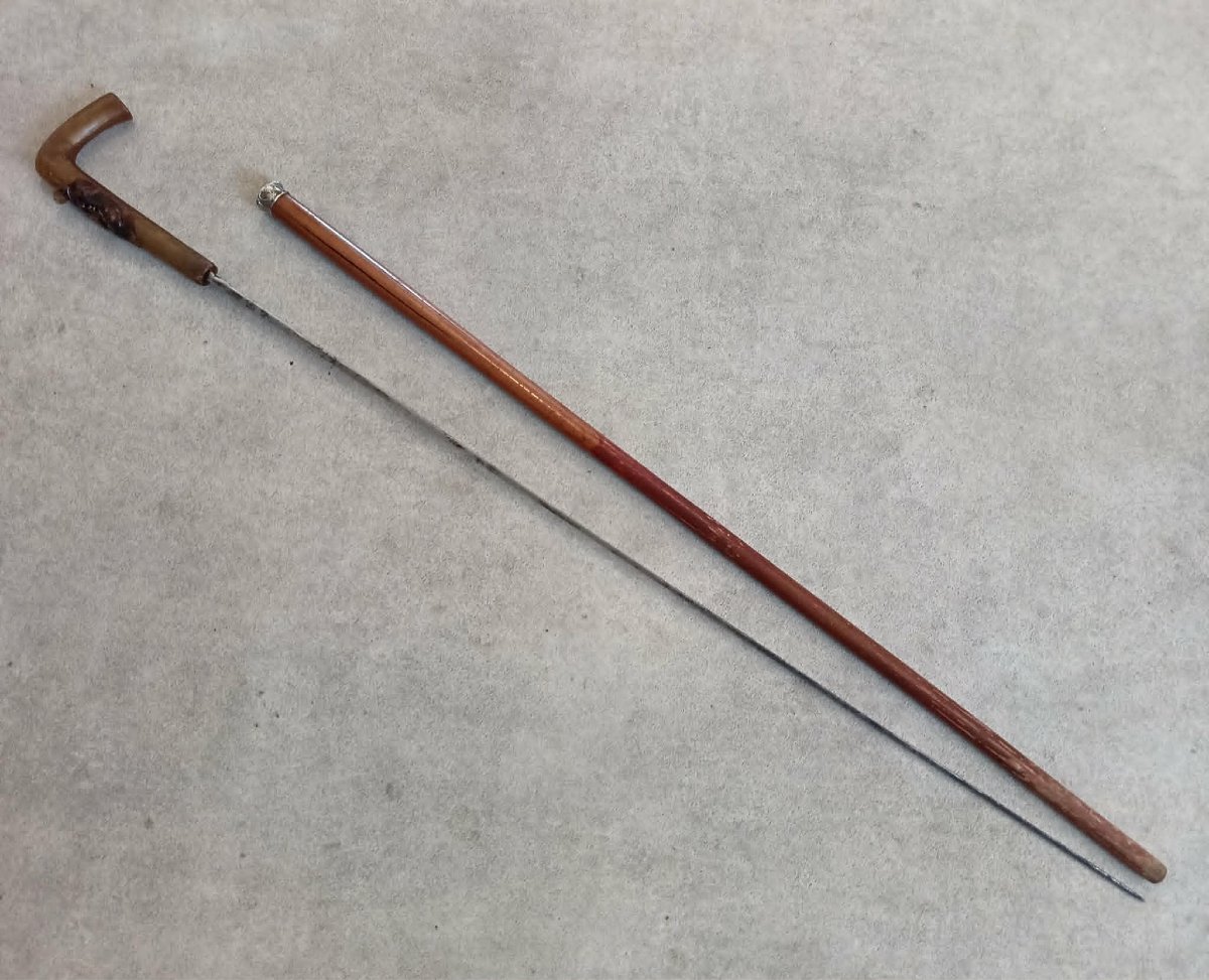 System Cane, With A Bamboo Sheath Revealing A Sword Blade Marked "solingen" -photo-3