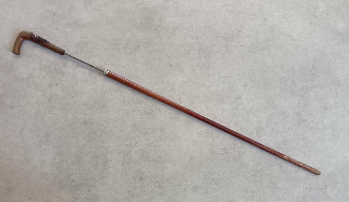 System Cane, With A Bamboo Sheath Revealing A Sword Blade Marked "solingen" -photo-3