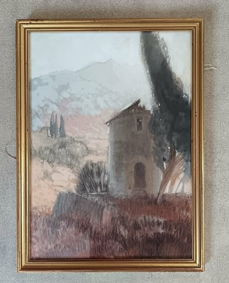 Florane (louis Blanchard, Known As) (1869–1939) “the Old Dovecote” Pastel 
