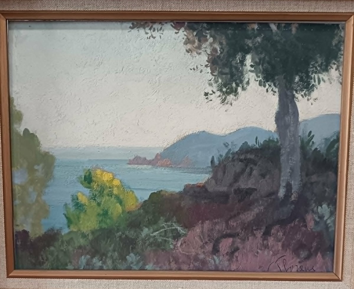 Florane (louis Blanchard, Known As) (1869–1939) “mediterranean Landscape” Oil On Cardboard -photo-2