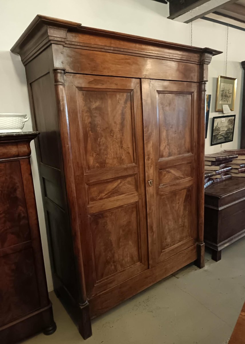 Small Cabinet Made Of Walnut And Burl Walnut. 19th-century Empire Period-photo-2