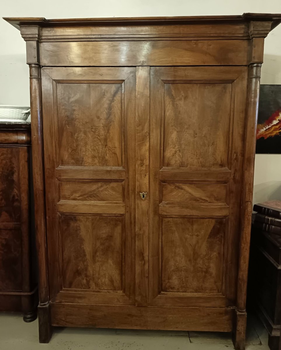 Small Cabinet Made Of Walnut And Burl Walnut. 19th-century Empire Period