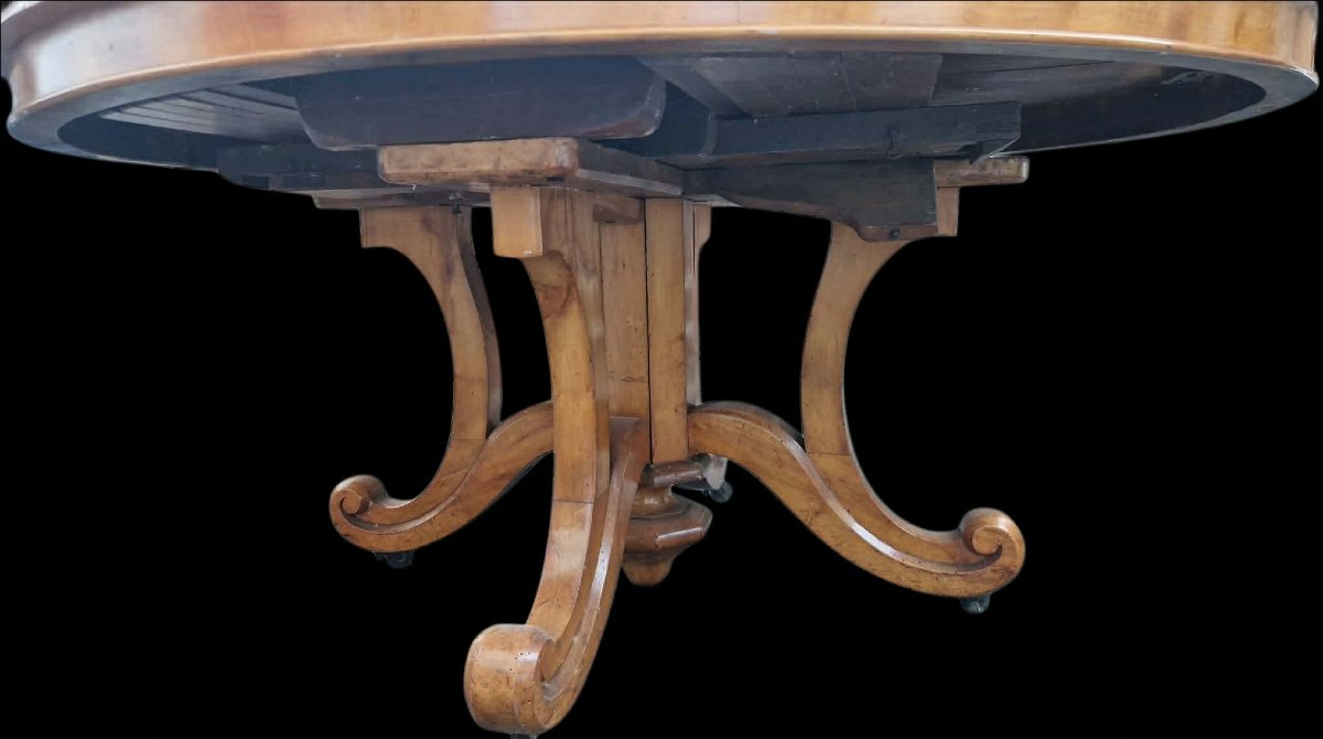 Large Dining Table With Oval Top And Extensions. 19th-century Biedermeier Style -photo-3
