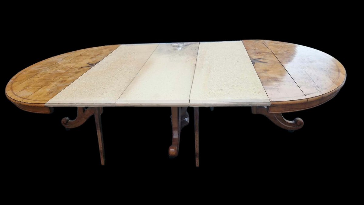 Large Dining Table With Oval Top And Extensions. 19th-century Biedermeier Style -photo-2