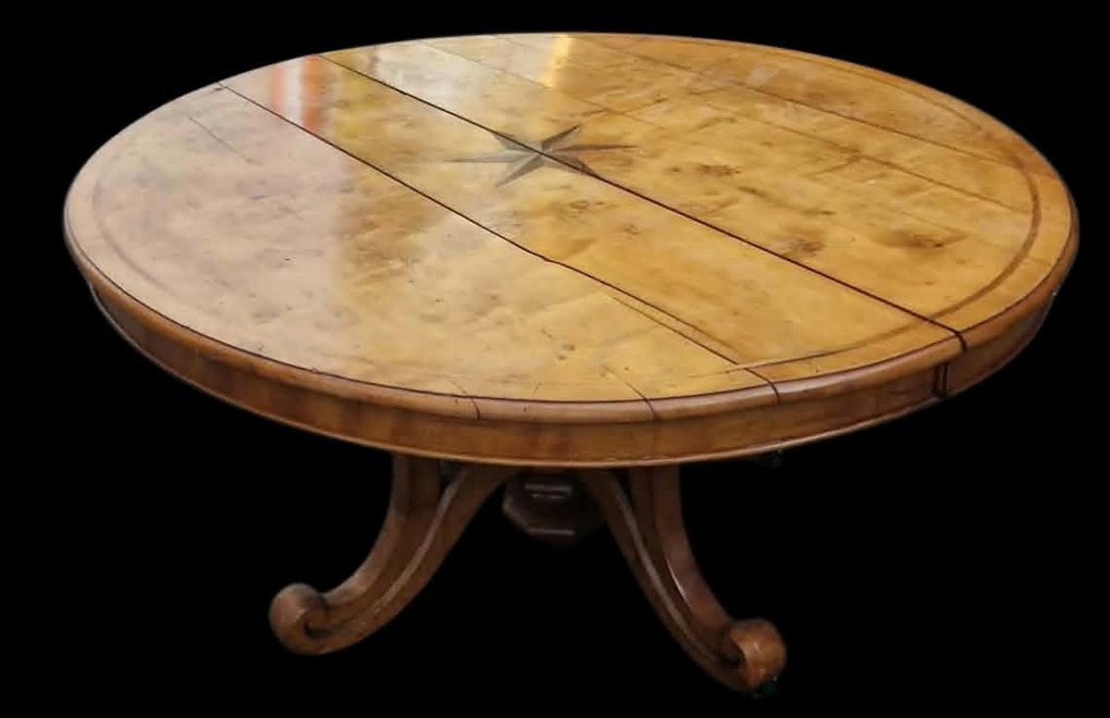Large Dining Table With Oval Top And Extensions. 19th-century Biedermeier Style 