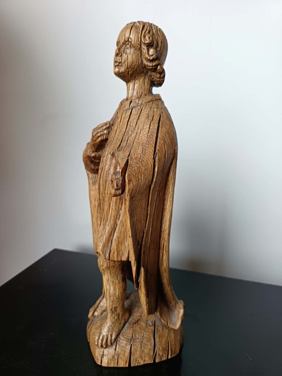 Oak Statue Depicting A Male Figure. Northern France, Late 15th / Early 16th Century -photo-3