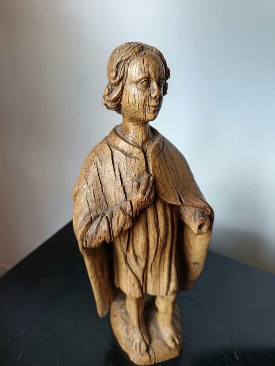 Oak Statue Depicting A Male Figure. Northern France, Late 15th / Early 16th Century 