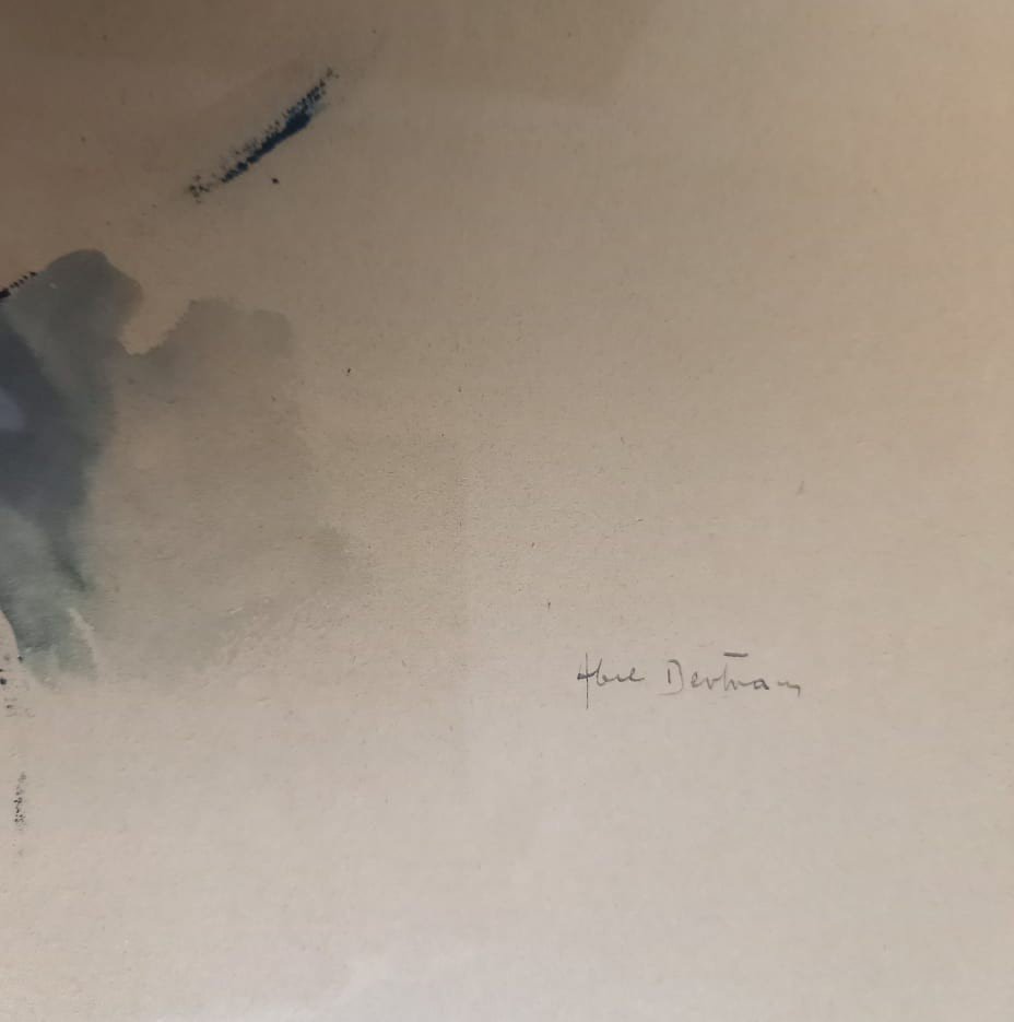 Abel Bertram "back-to-back Young Woman" Ink And Watercolor Wash-photo-1