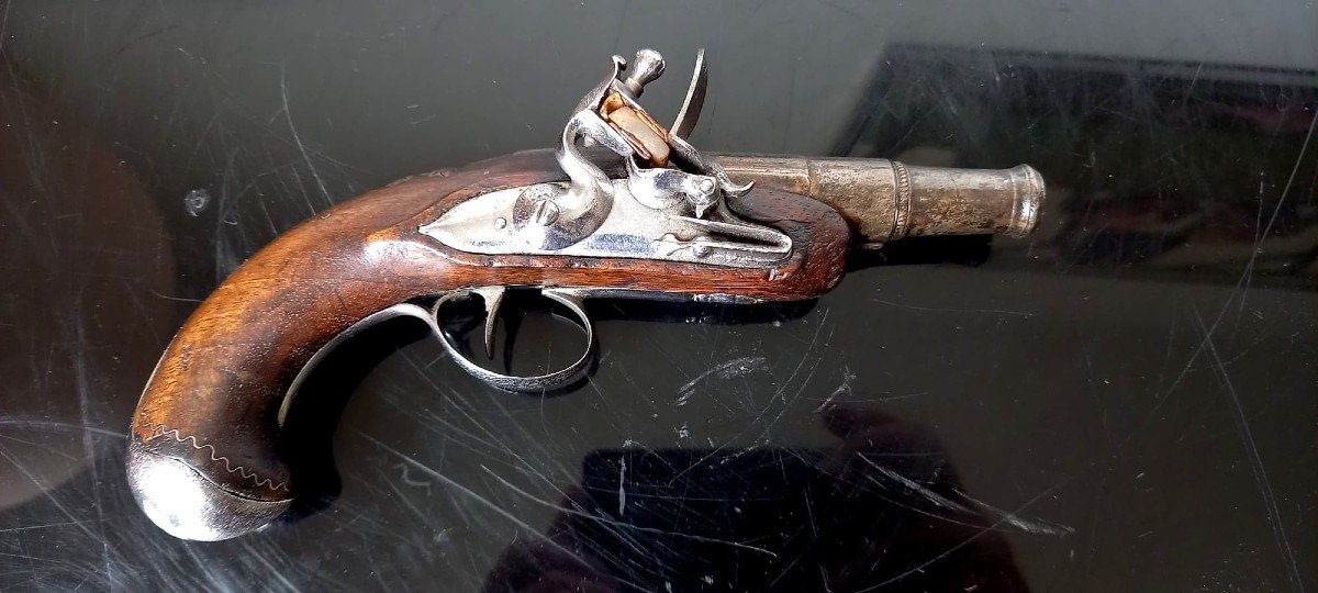 Paire de Pistolets à Silex dits "de Carrosse" . XVIIIe siècle-photo-5