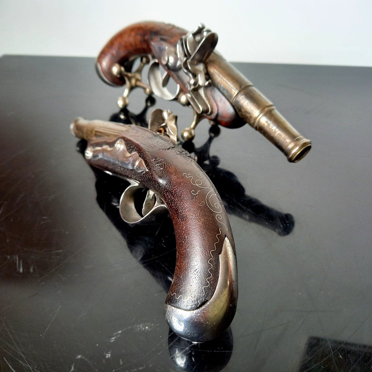 Pair Of So-called "carriage" Flintlock Pistols. Eighteenth Century