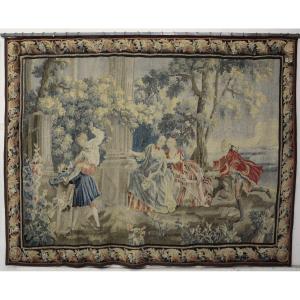 Large 18th Century Aubusson Tapestry "game In A Park"