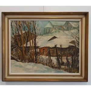 Fernand Roc, French School Mid Twentieth Century "surroundings Of A Village Under The Snow"