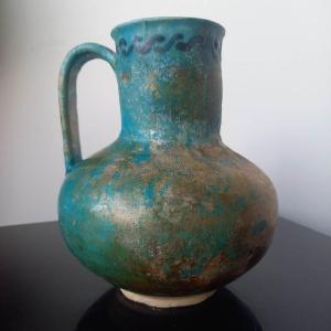 Pichet Céramique Siliceuse Glaçure Turquoise Irisée. Art Seldjoukide XIIe Siècle